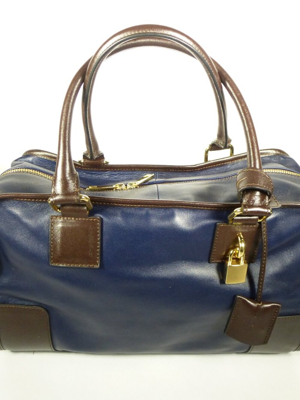 New Florence Leather Market navy blue smooth Italian leather handbag